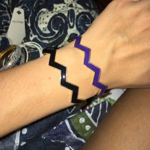 Purple and Black metal chevron bracelets