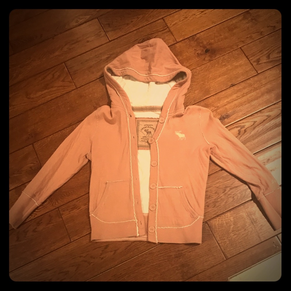 Abercrombie 3/4 sleeve hooded button up sweater