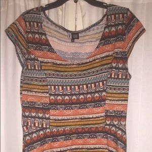 Multi-color scoop neck mini dress