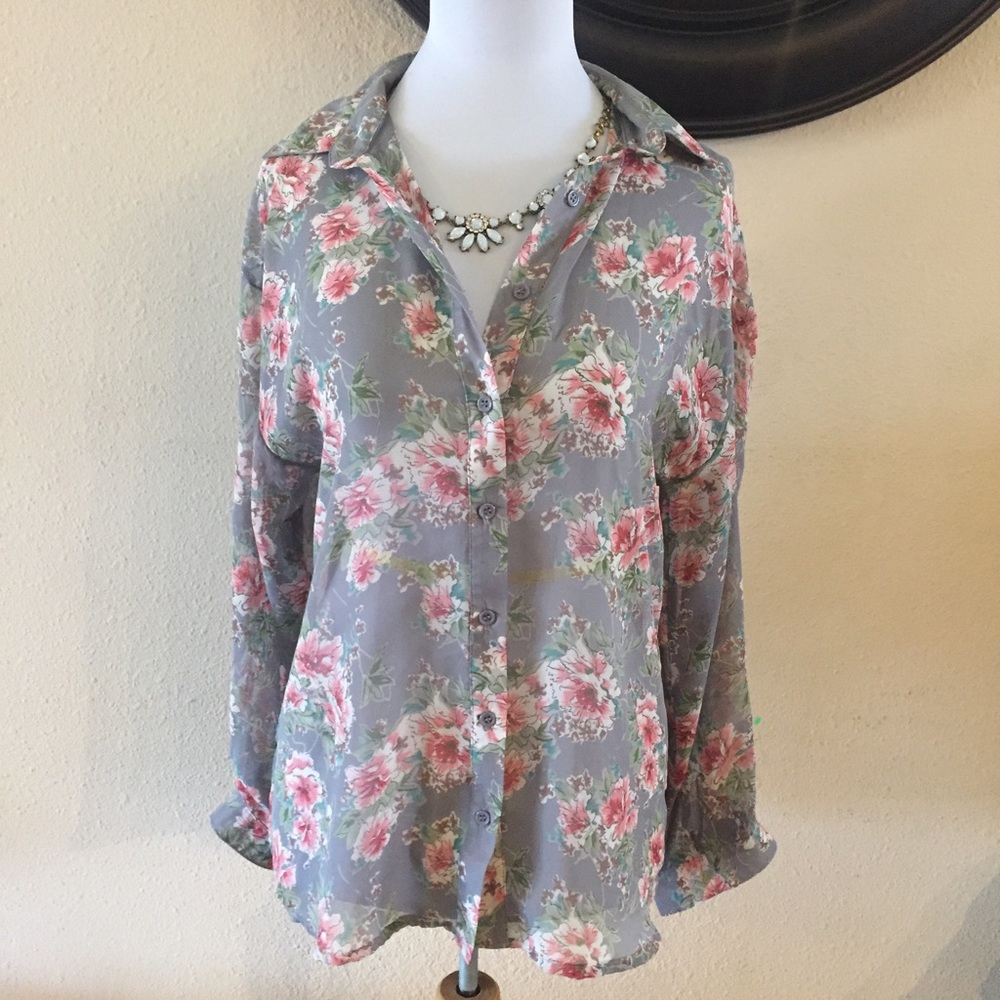 Pleione grey Floral top