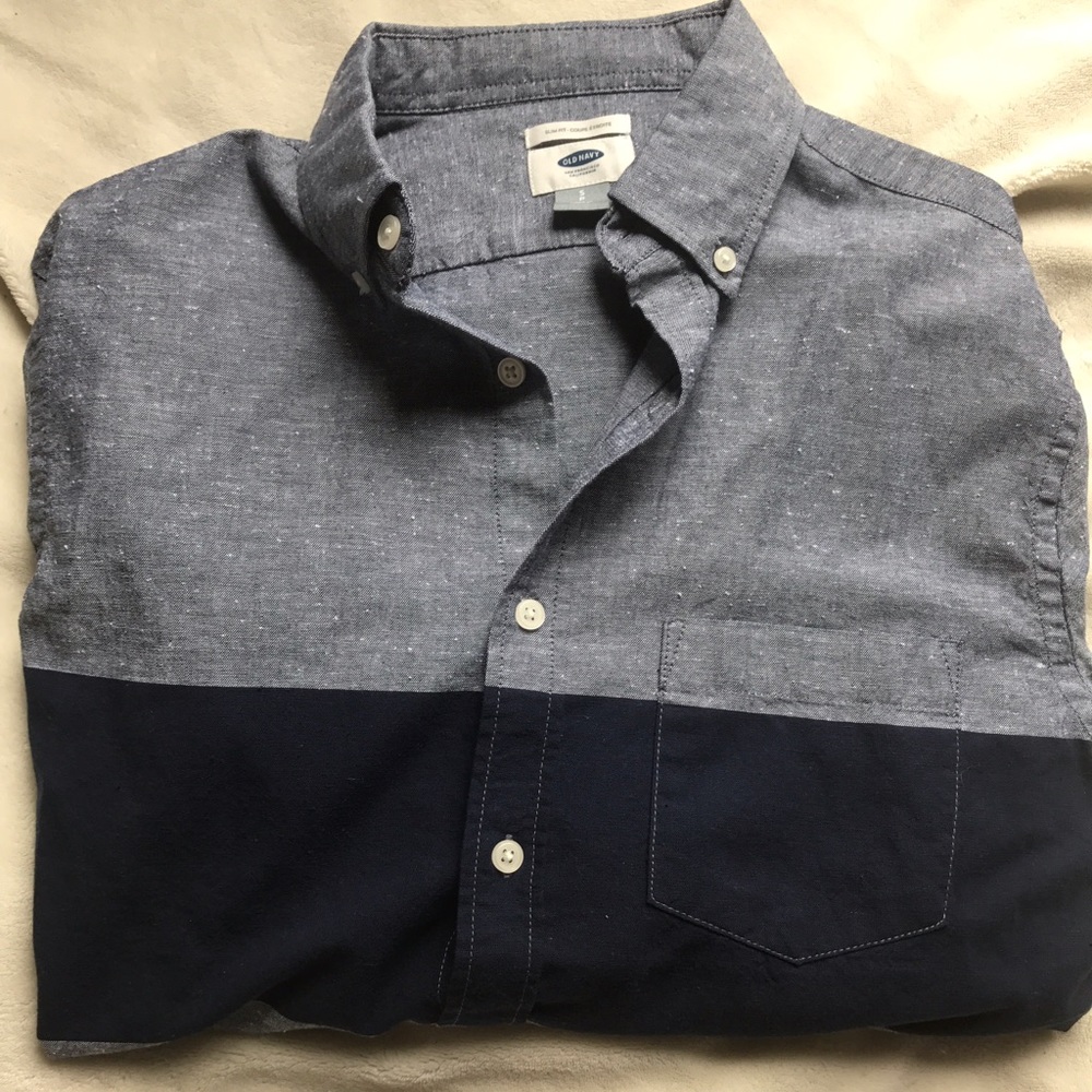 Men's solid stripe button up