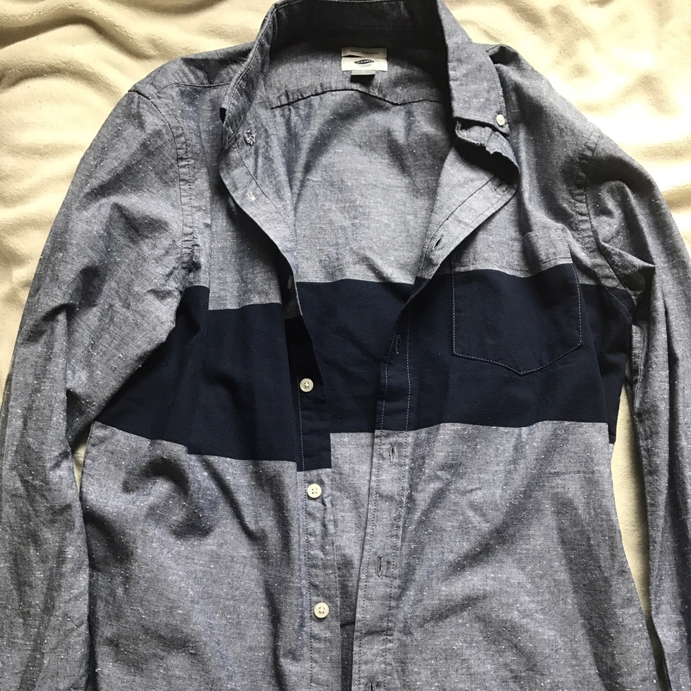 Men's solid stripe button up - Picture 2 of 3