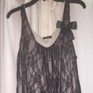 Black and cream lace tank top