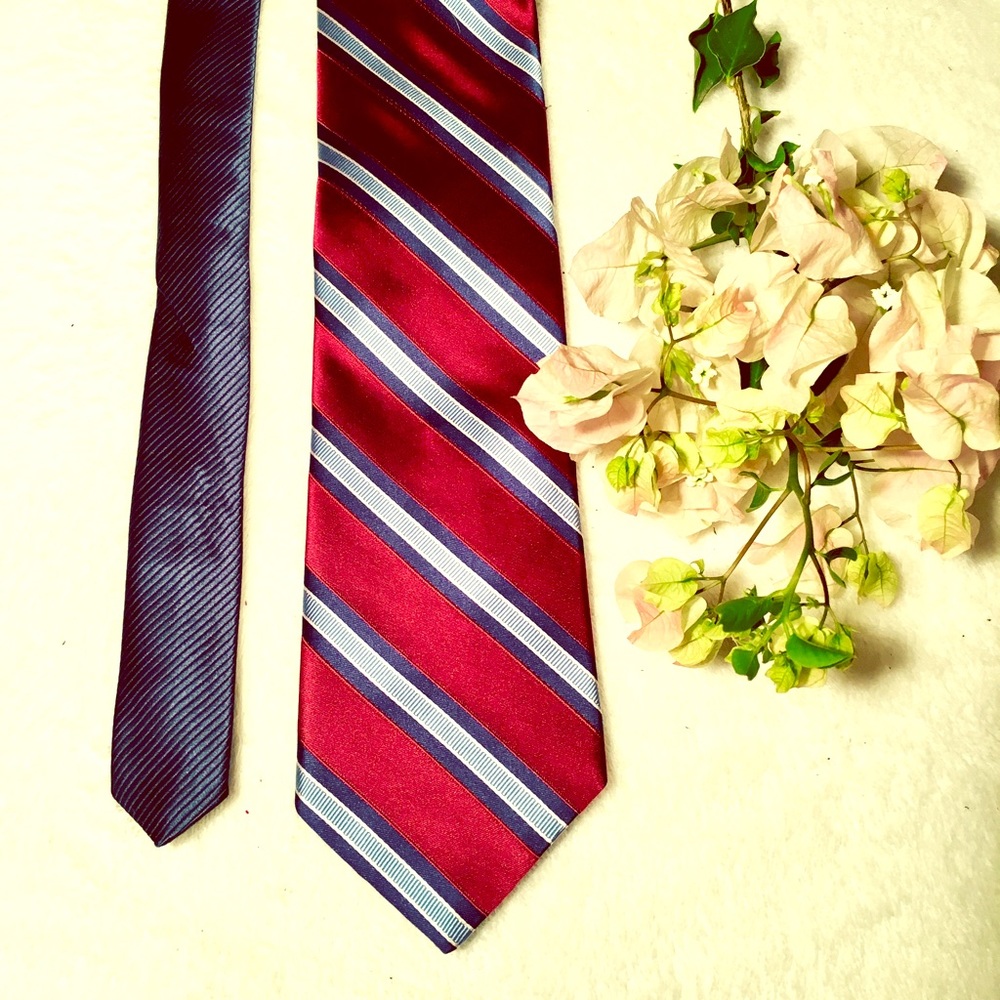 Tommy Hilfiger 100% silk maroon and navy tie