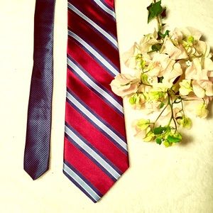 Tommy Hilfiger 100% silk maroon and navy tie