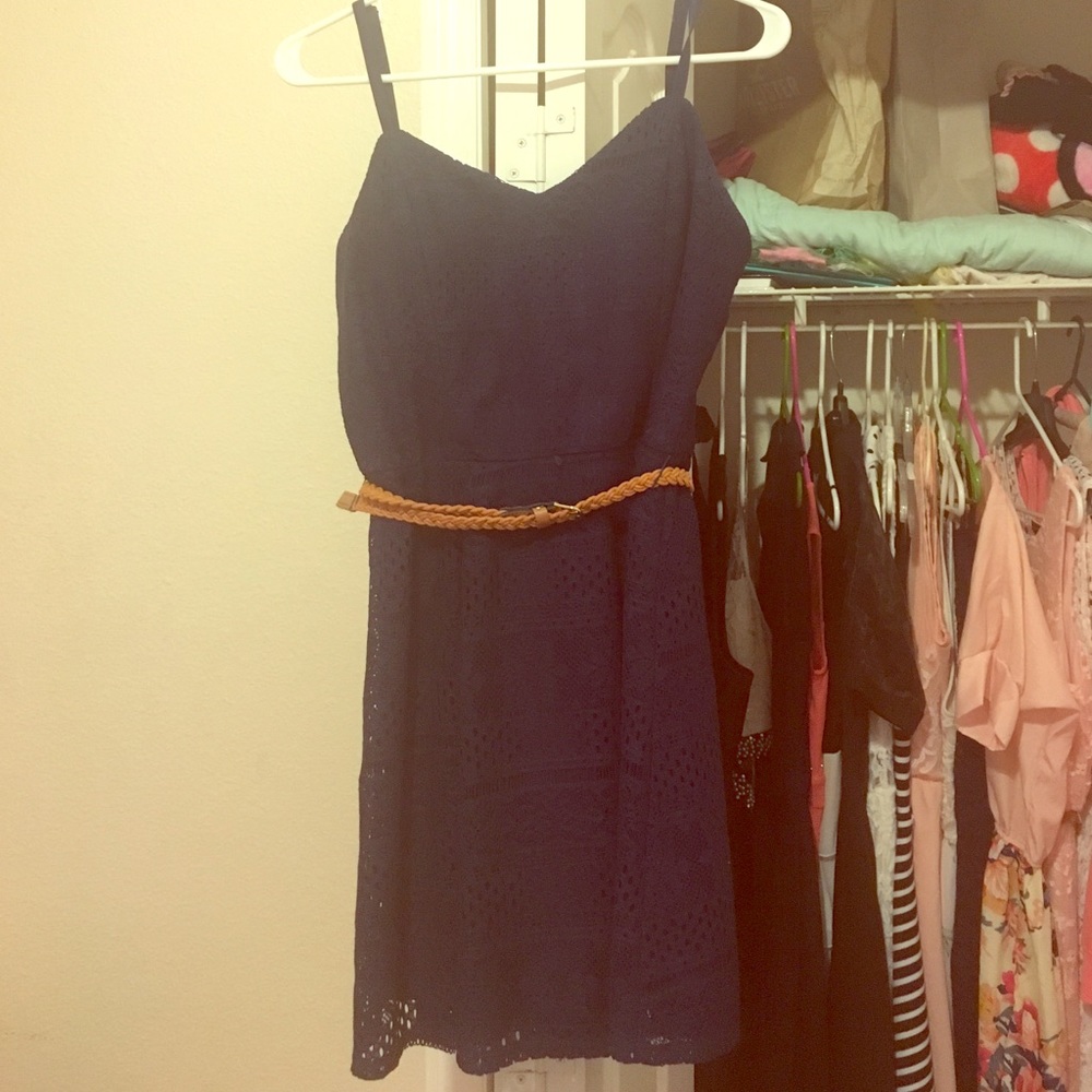 Blue strapless dress