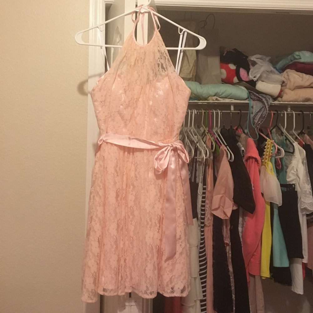 Floral pink prom dress