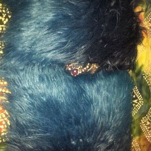 Fluffy ombré blue square pillows