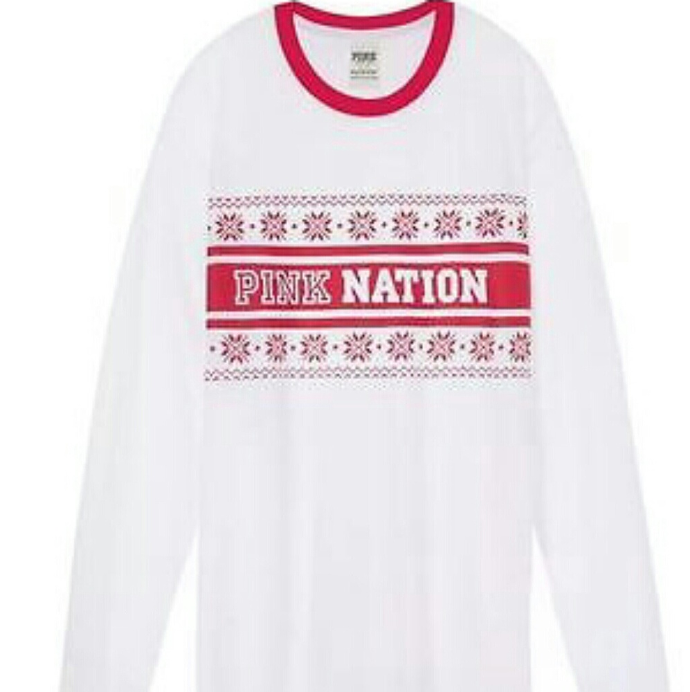 PINK Red and White Long Sleeve