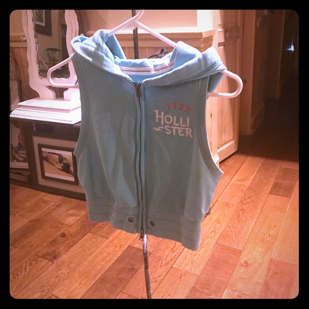 Hollister zip up hooded crop vest