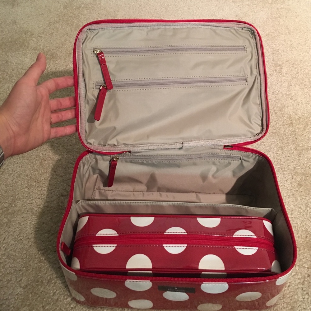 Kate Spade Red/White Dots Makeup Bag Waterproof