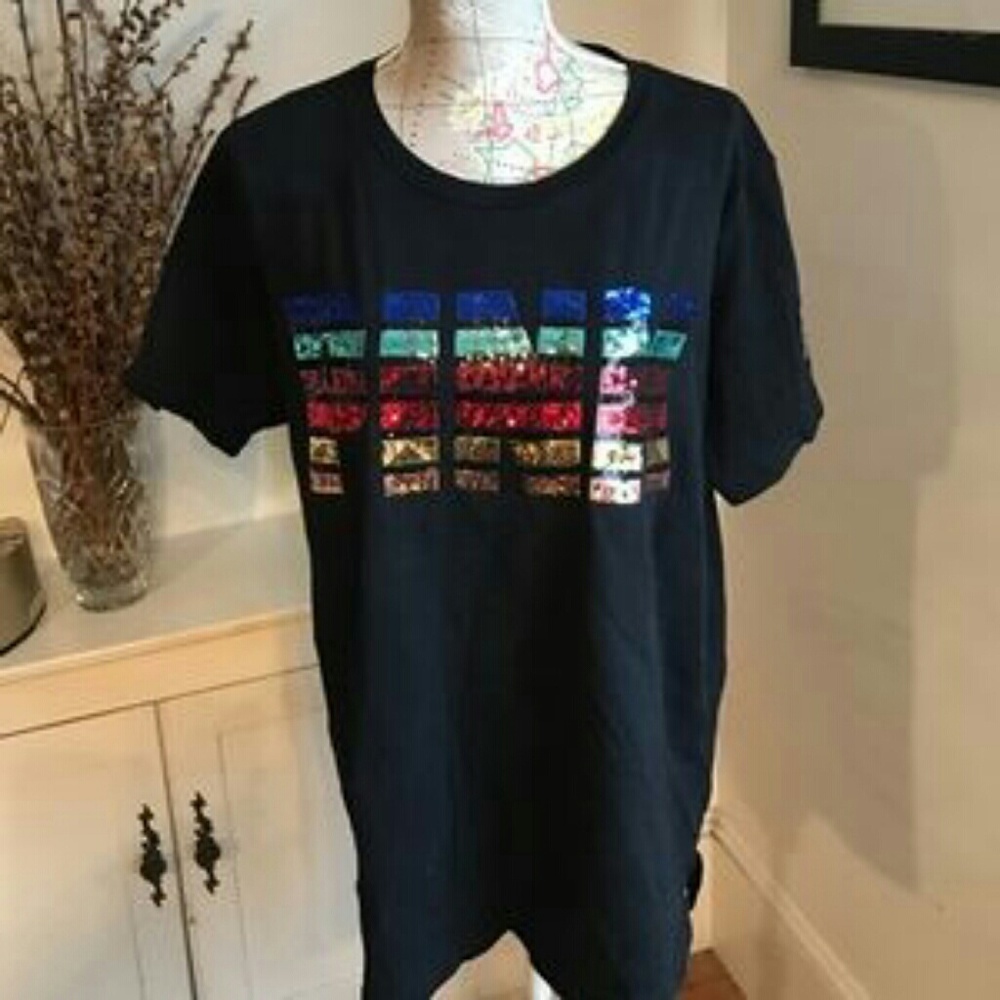 PINK Black With Rainbow Glitter Top