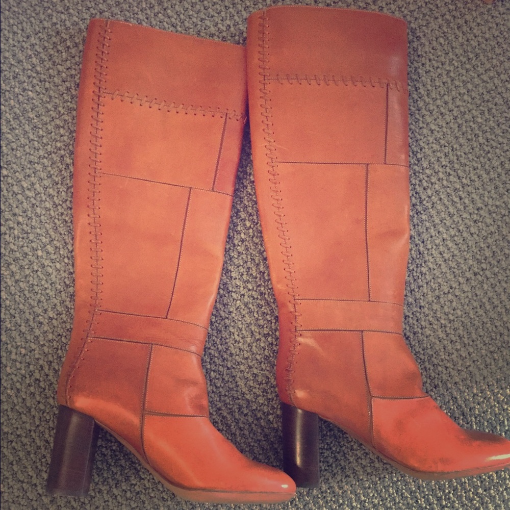 24 HOURS Chloe Patchwork Knee high Leather Boots