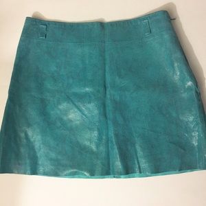 Express Teal Leather Mini Skirt