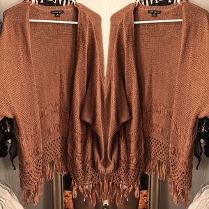 Dusty Rose Fringe Cardigan