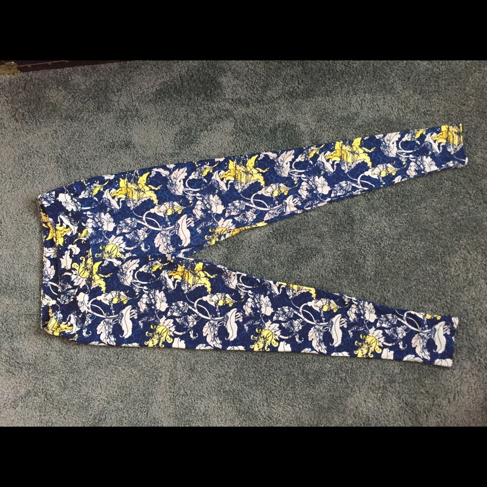 Blue and yellow OS lularoe leggings