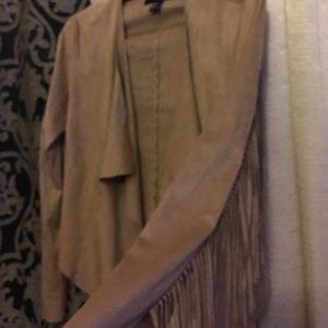 Faux suede fringe jacket