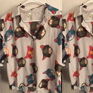 Printed Cat Blouse
