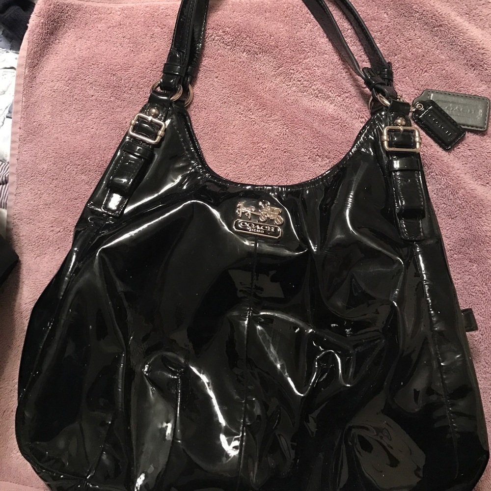 Coach Madison "Maddie" black patent leather purse