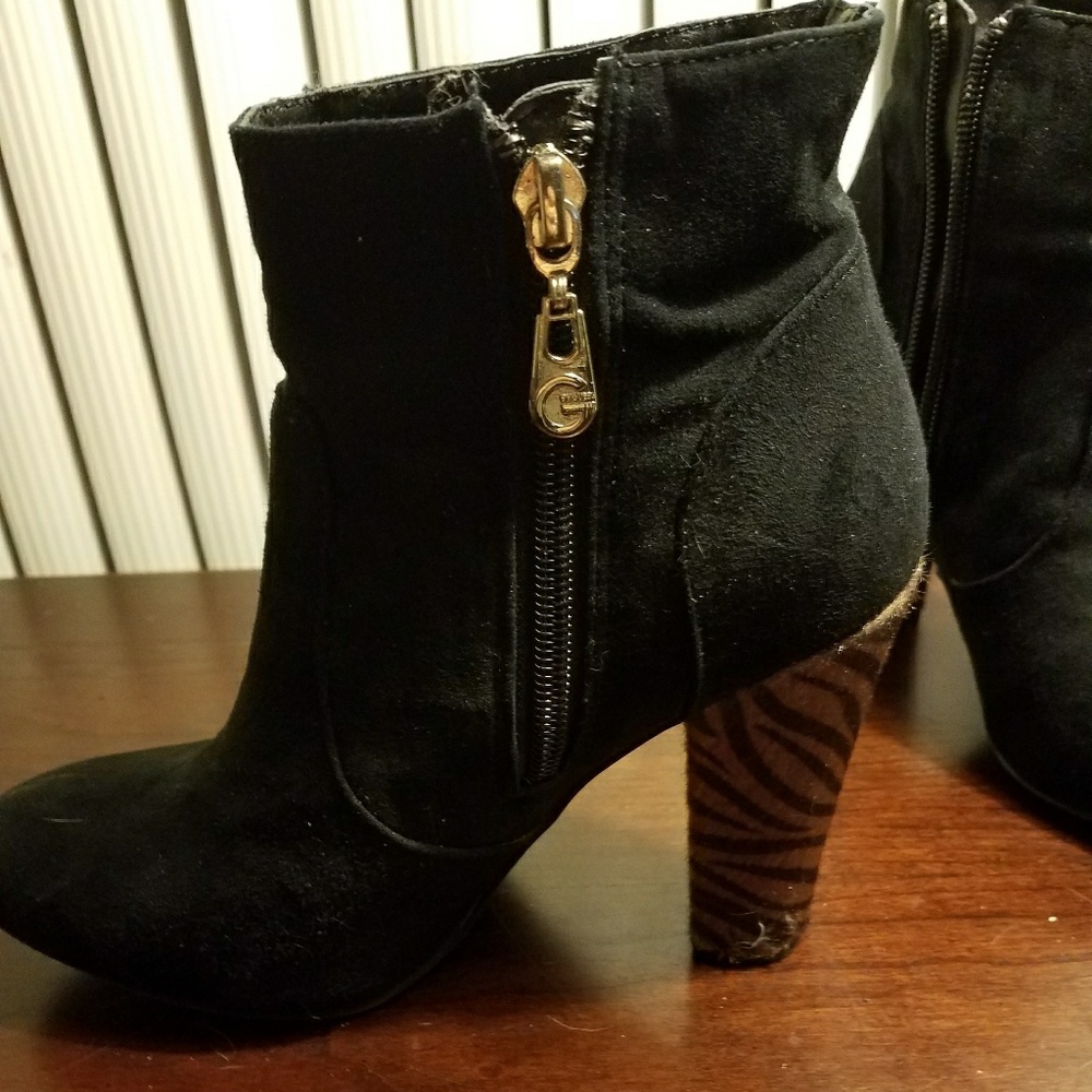 Guess Black Suede SwadBoots w/ heel detail