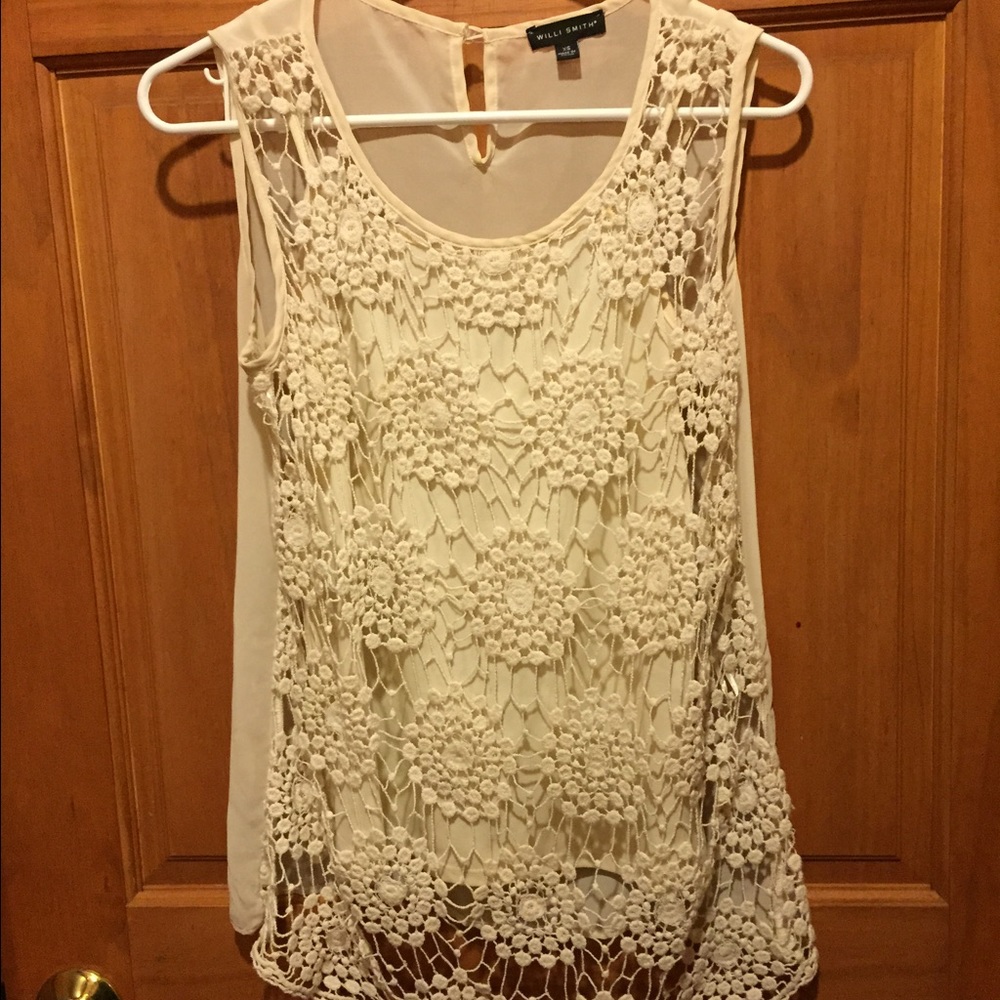 Willi Smith crochet tank with camisole lining