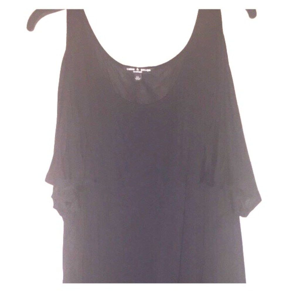 Black scoop neck shoulder peep top