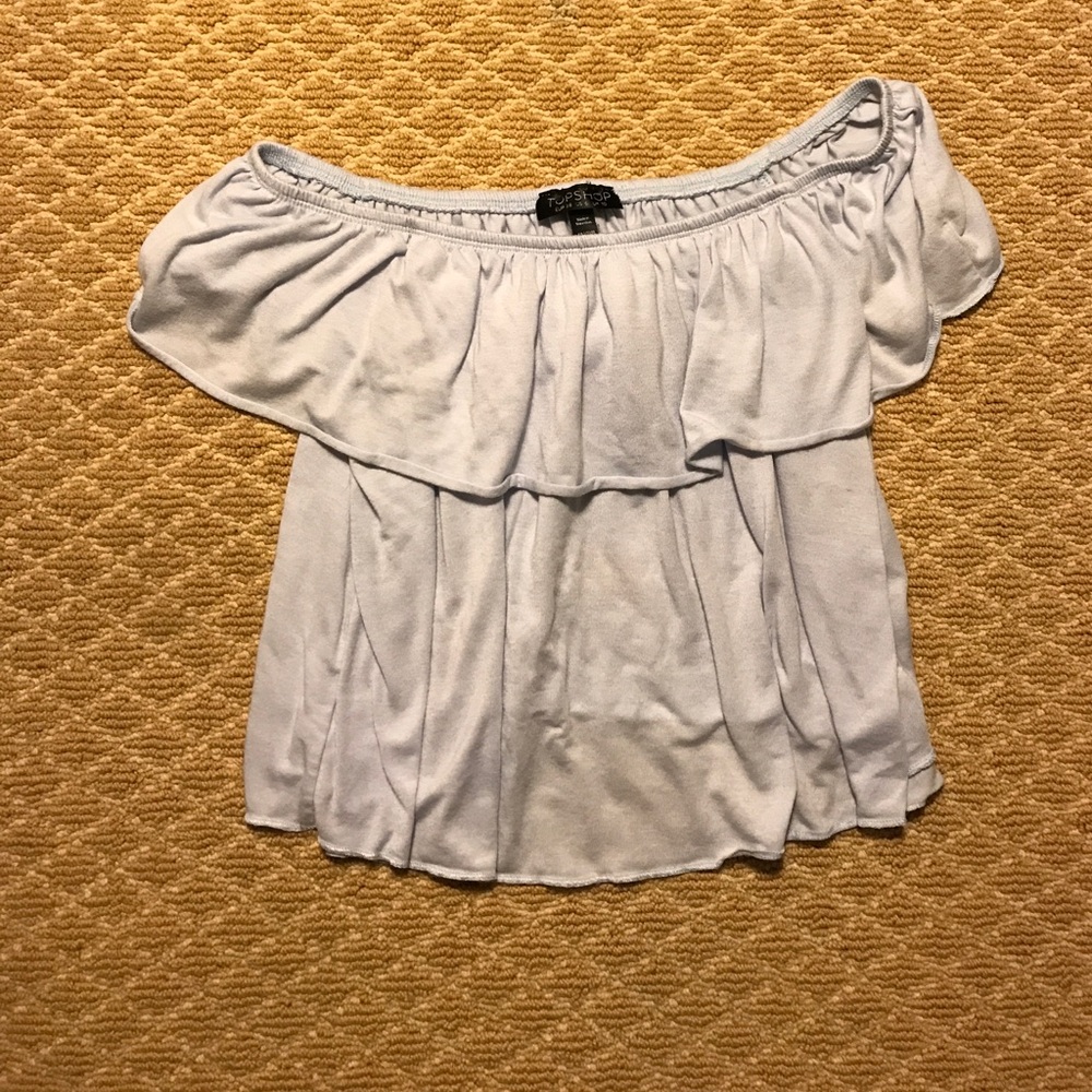 Top Shop Blue Off the Shoulder Top