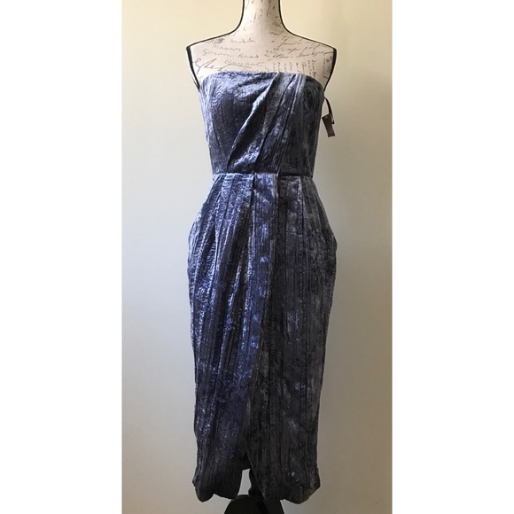 {Rachel Roy} Crushed Velvet Faux-Wrap Midi Dress - Picture 2 of 7