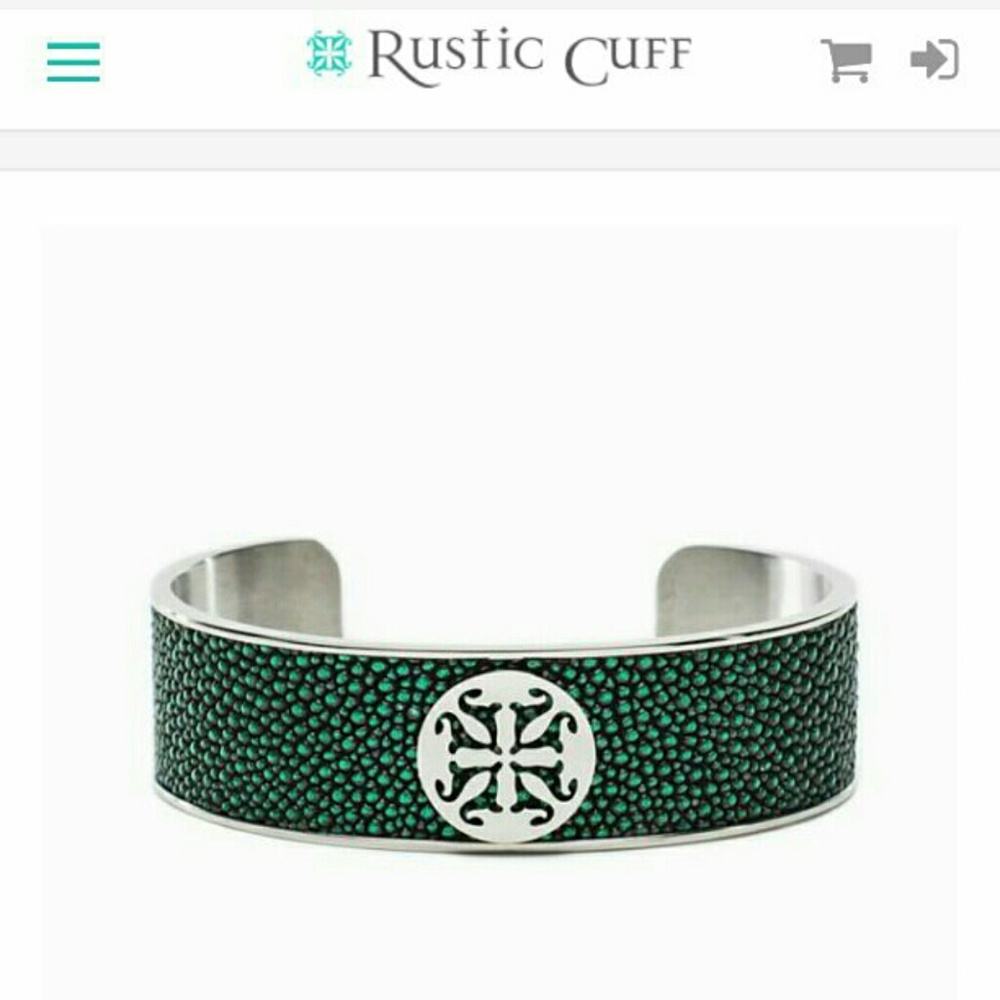 Emerald Green Stingray Rustic Cuff (Daniele)