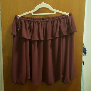 NEW Ann Taylor Burgundy Off-the-Shoulder Blouse