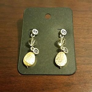 Brighton silver, gold & crystal dangled earrings