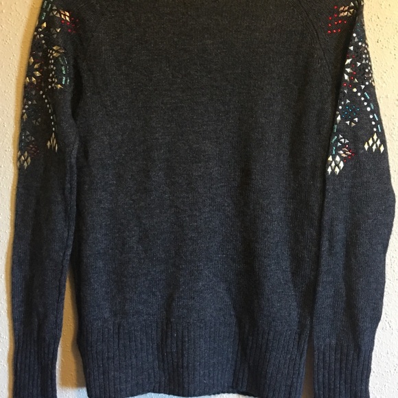 SILENCE + NOICE GREY SWEATER JEWELED STUDDED - Picture 2 of 4