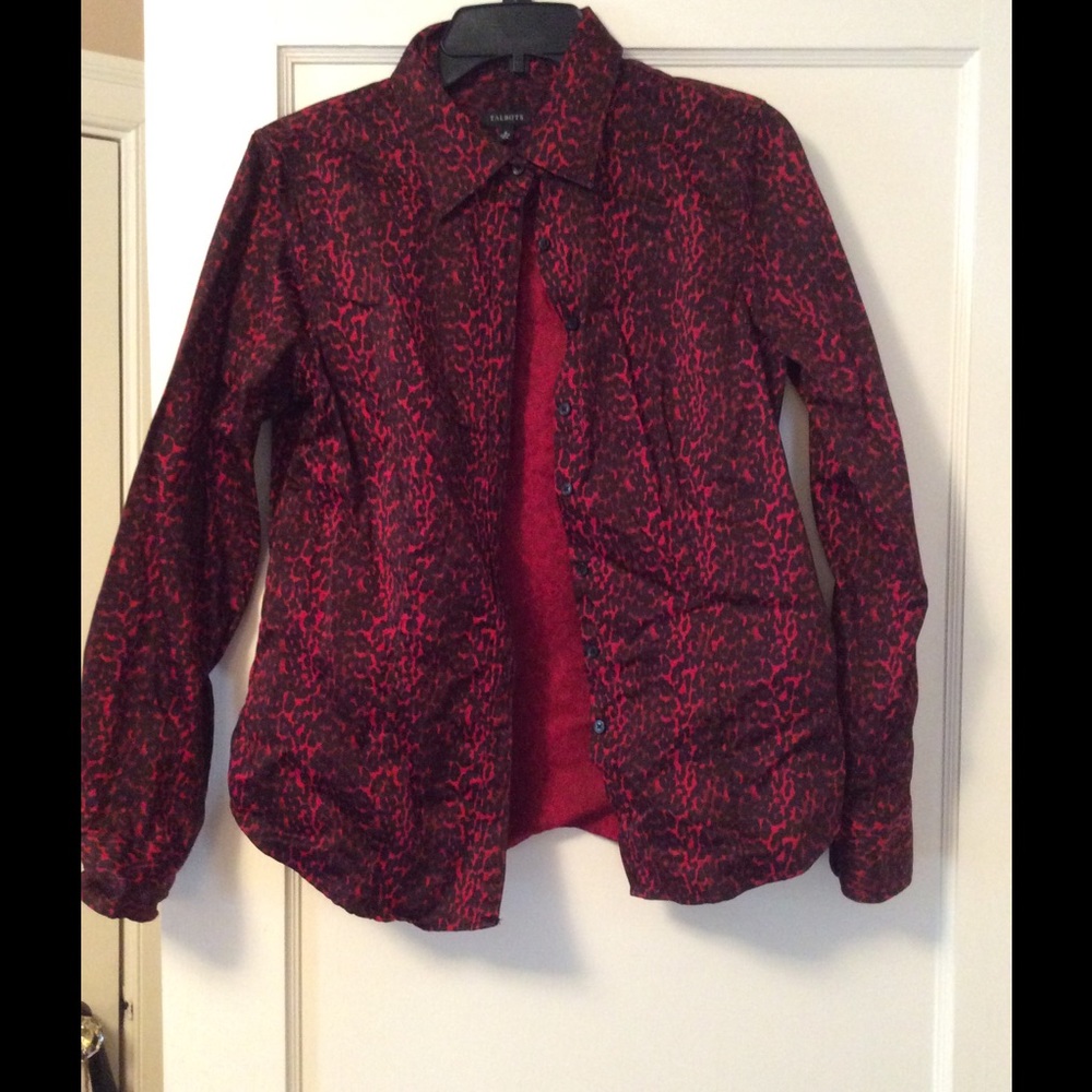 Talbots red and black collared shirt