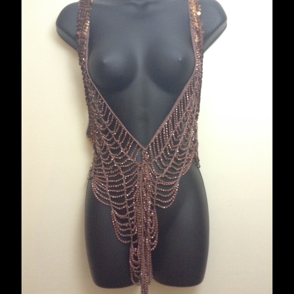 Brown Beaded Vest