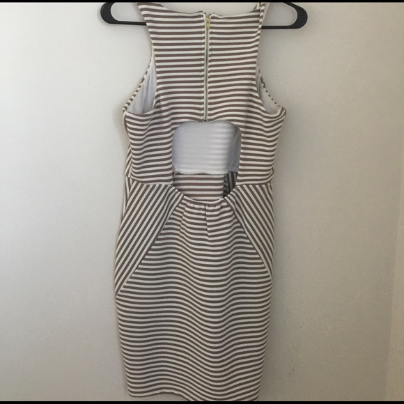Stripped Tan and White Dress - Picture 2 of 2