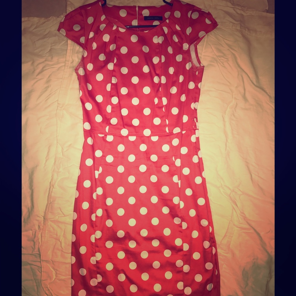 Polkadot Dress (Coral Pink)