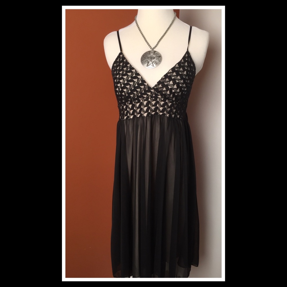 NEW Hot Kiss Sheer Black/tan Sun Dress, sz M