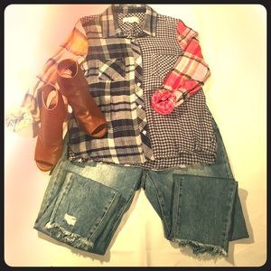 Vintage Havana Long Sleeve Plaid Top Size Medium