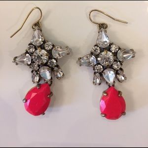 J.Crew Crystal Neon Pink Earrings