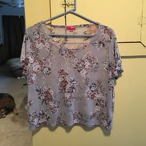 BONGO XL Grey, Sheer/Mesh, Floral Crop Top