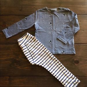 2/3 Zara set - fox shirt and striped trousers