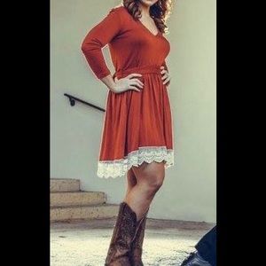 Francesca's red wine colored lace detail dress