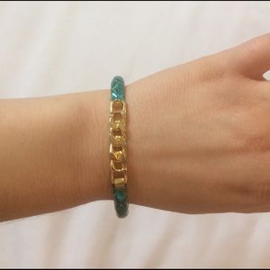 24K gold Italian teal snakeskin bracelet