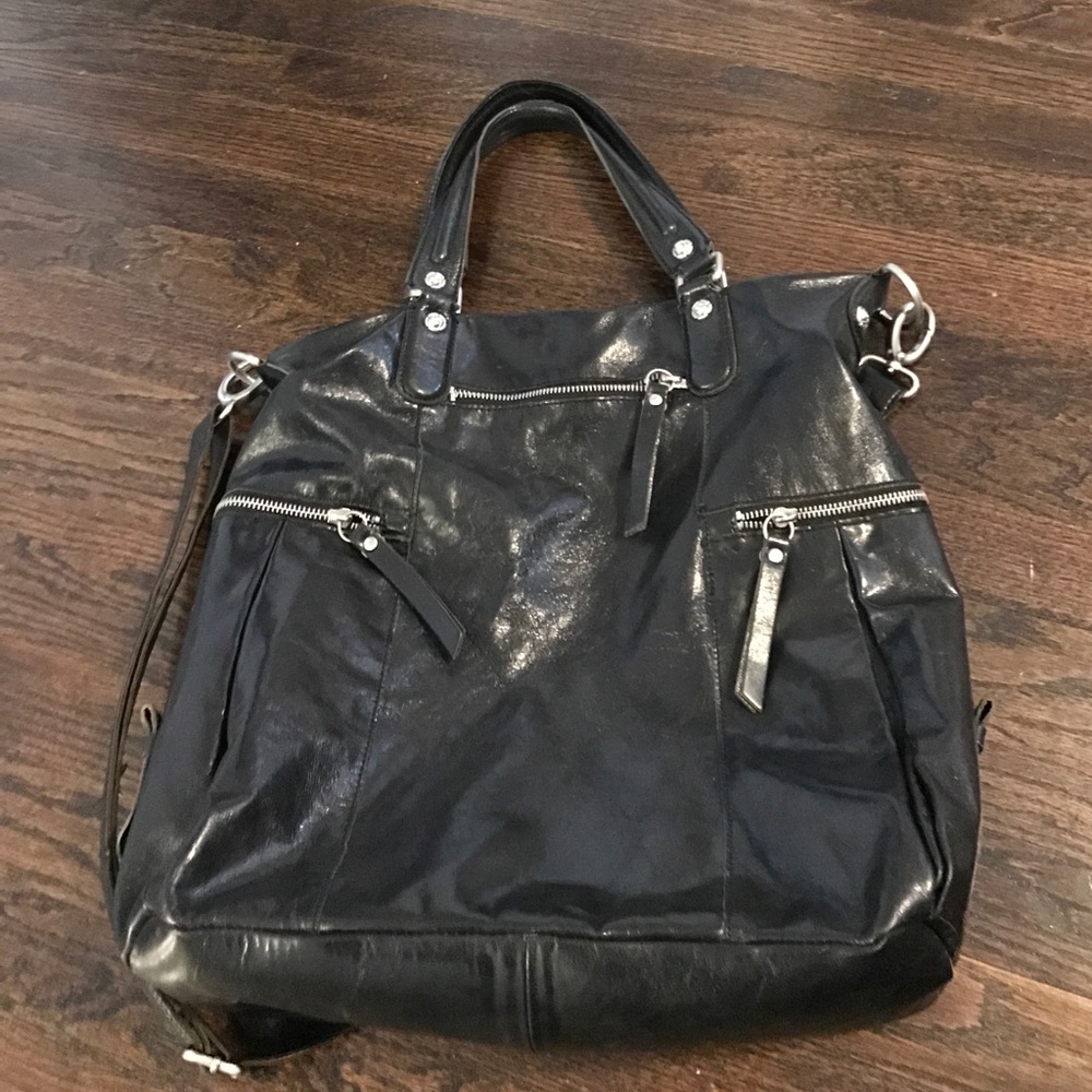 Rough Roses Black leather bag