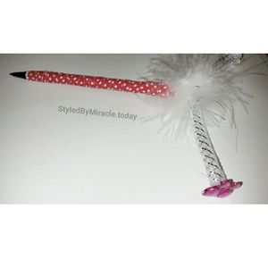 Red & White Polka Dot/Butterfly Writing Pen