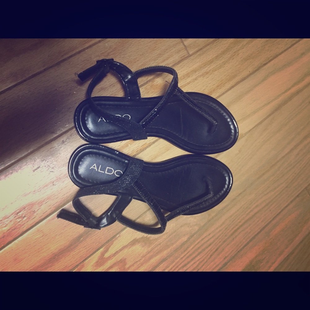 Black Aldo sparkle gladiator sandals