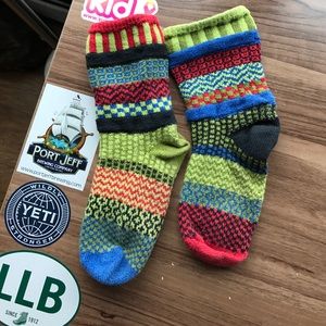 Hand knit mismatched cozy cabin socks