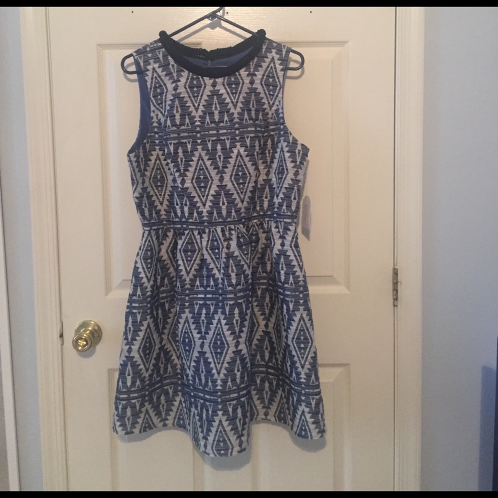 NWT Jessica Simpson blue ikat print dress