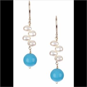 Jewelmak Freshwater Pearl & Turquoise Earrings