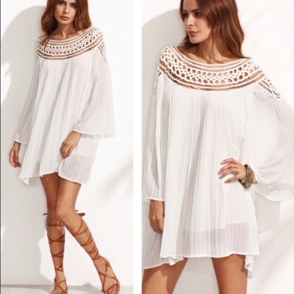 REPOSH: White Flowy lace detailed dress